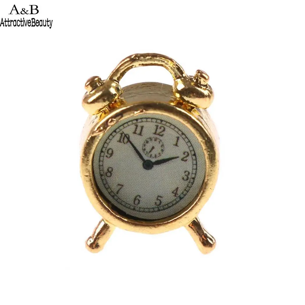 

Decoration Alarm Clock Dollhouse Miniatures Metal Desk Table Decor Gifts