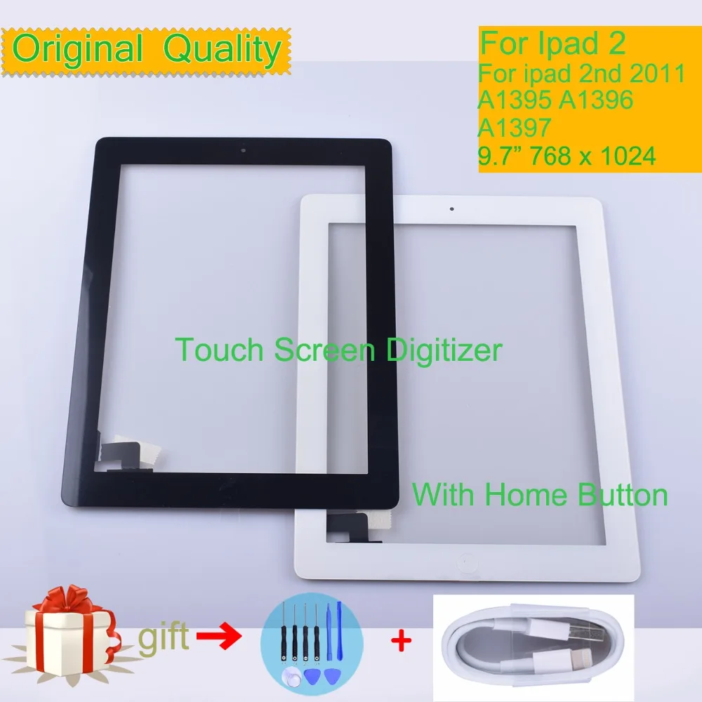 

ORIGINAL For Apple iPad 2 2nd 2011 Touch Screen Digitizer Touch Panel for ipad 2 Front Outer Glass Lens Sensor A1395 A1396 A1397