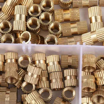 

150Pcs/Lot M5 Brass Nuts Cylinder Knurled Nut Threaded Insert nuts Fastener Embedded Nut Assortment Kit New Arrival