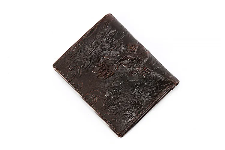 Творческий Дракон узор для мужчин женские кошельки пояса из натуральной кожи Винтаж Короткий Мужской кошелек сумка тонкий китайский стиль