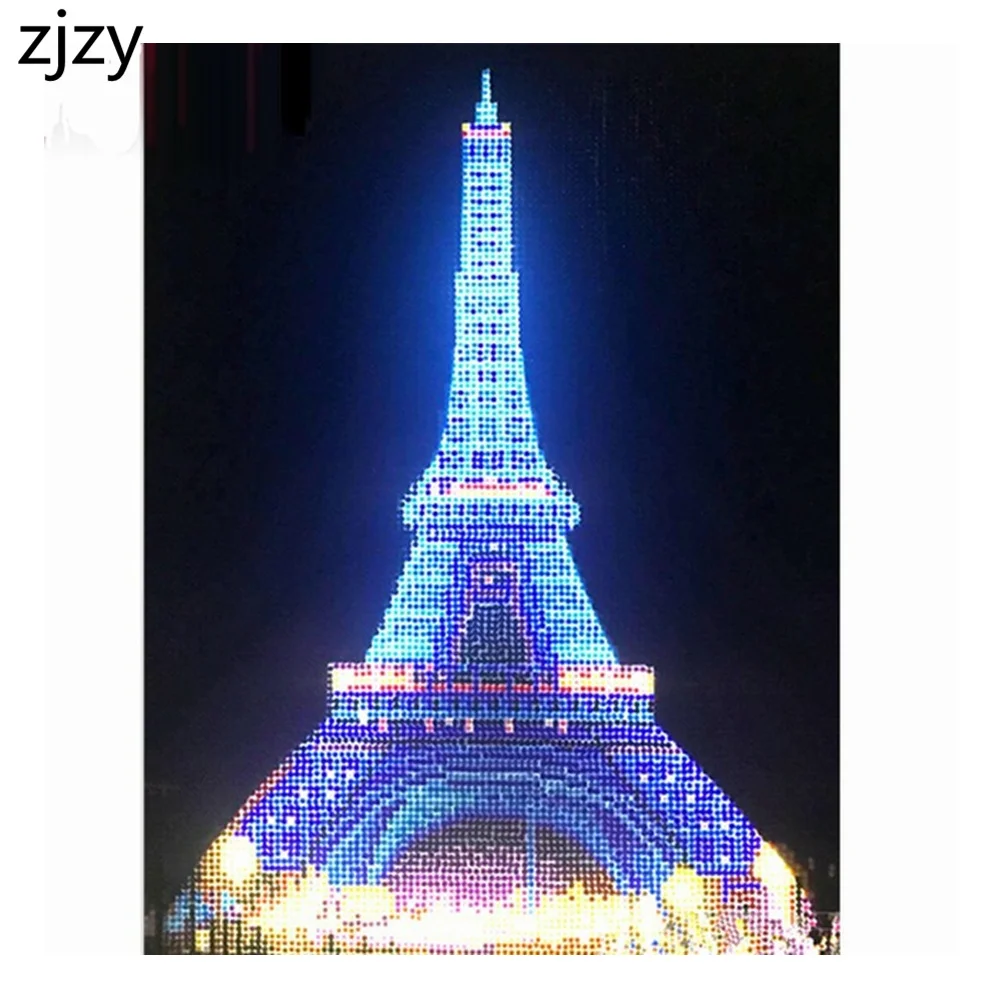 

LED Light Full Round Drill 5D DIY Diamond Painting "Eiffel Tower" 3D Rhinestone Embroidery Cross Stitch Decor Gift 30x40cm