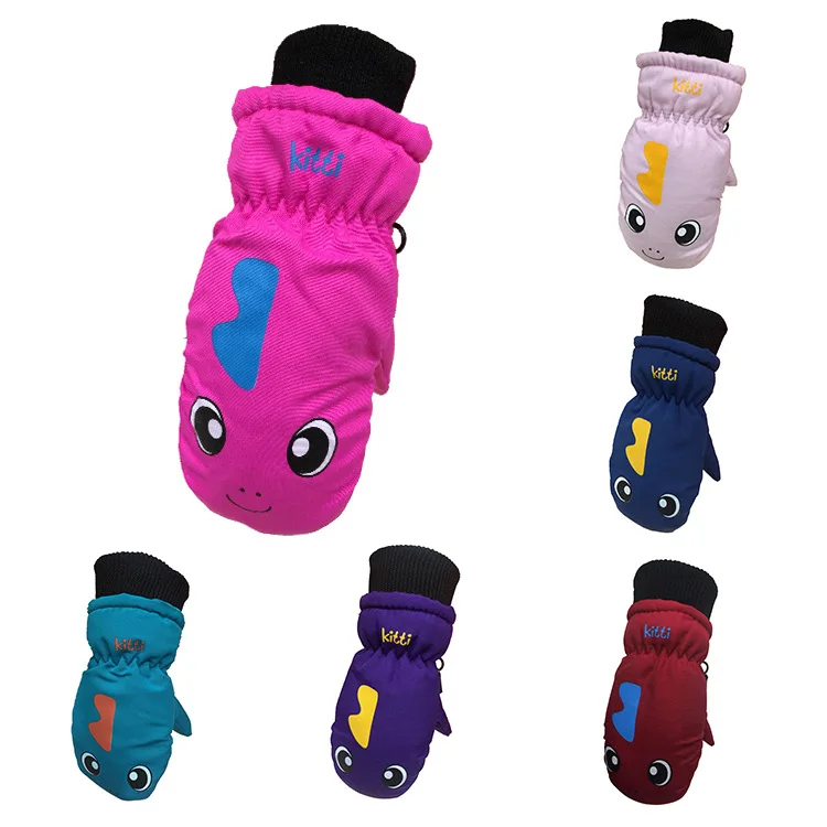 Зимние Детские перчатки, водонепроницаемые перчатки, плотные милые теплые перчатки для мальчиков и девочек, От 4 до 6 лет