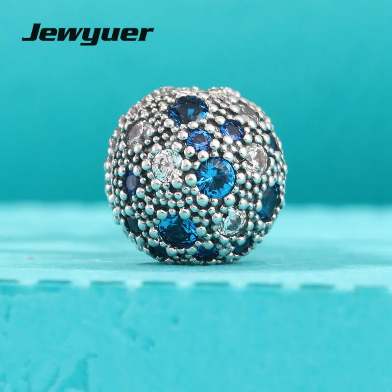 

Jewyuer new summer collection clip charms 925 Sterling Silver Cosmic Stars Blue charms fit Bead charm bracelet bangle DIY KT074