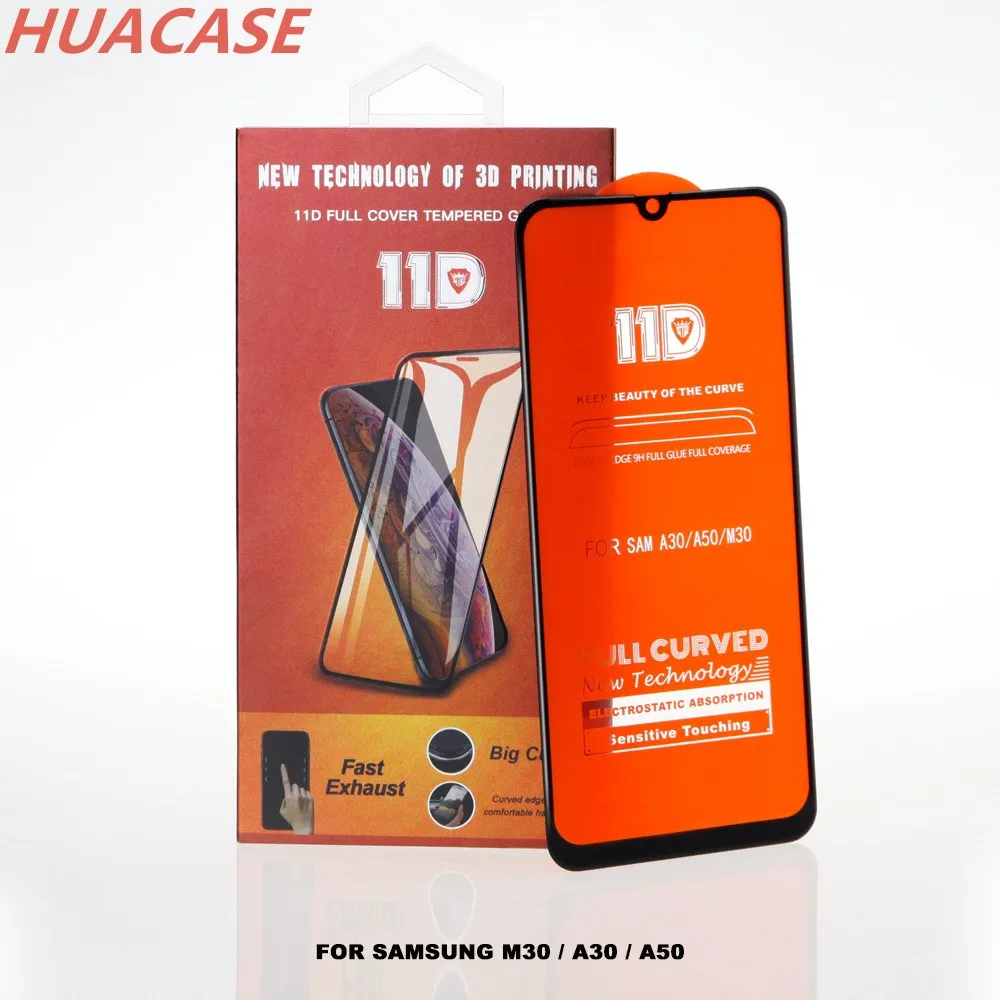 

11D Full Glue Full Coverage Mobile Tempered Glass For Samsung Galaxy M30 A30 A50 screen protector