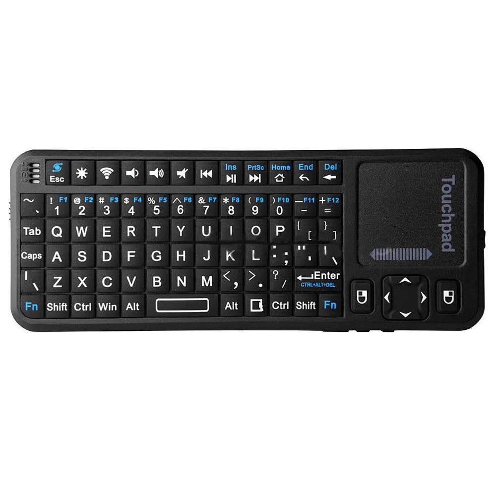 

2.4G RF 4in1 Wireless Handheld Keyboard Mouse Touchpad LED Pointer Backlit Black