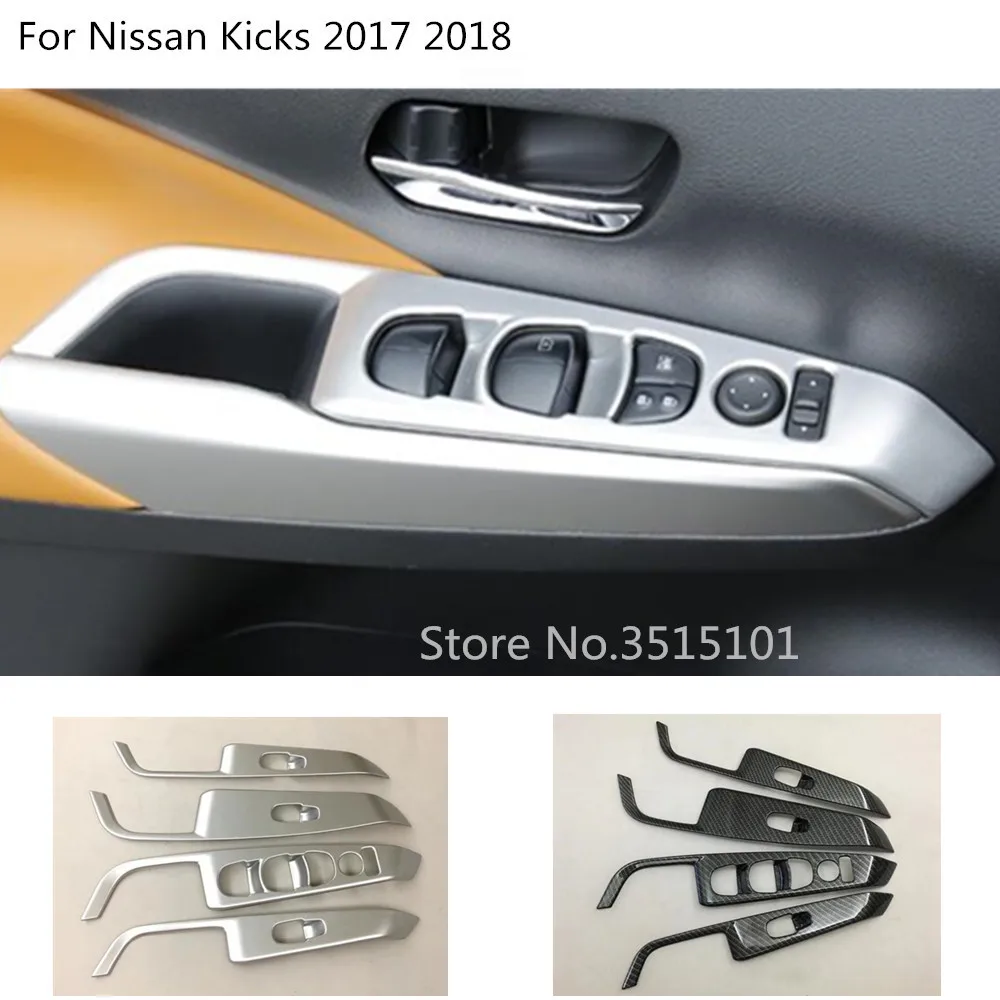 

Car Body Door Window Glass Inner Panel Armrest Lift Switch Button Trim Frame Molding 4pcs For Nissan Kicks 2017 2018 2019