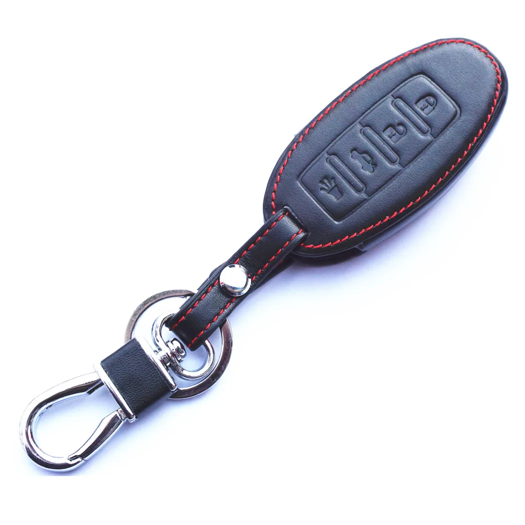 

WFMJ Genuine Leather 4 Buttons Remote Smart Key Chain Cover Case Fob For Infiniti EX35 FX35 FX50 G35 G37 M35 M35h M45 M56 QX56