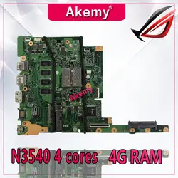 Akemy E402MA E502MA материнская плата для ноутбука ASUS E402MA E502MA E402M E502M E402 E502 Тесты оригинальная плата 4G Оперативная память N3540 4 ядра