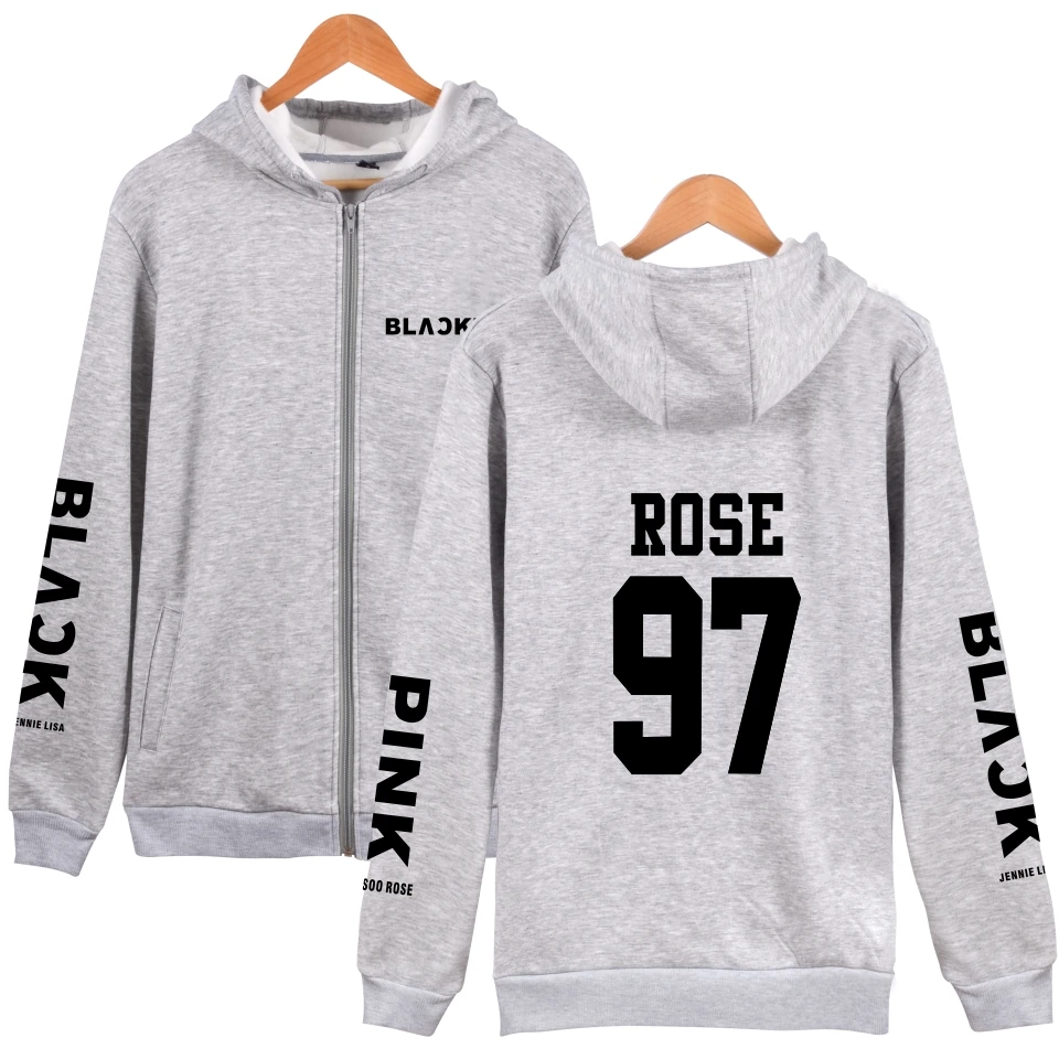 БЦ Blackpink молнии Для женщин толстовки Толстовка Rose Lisa Blackpink с капюшоном Мужская Уличная