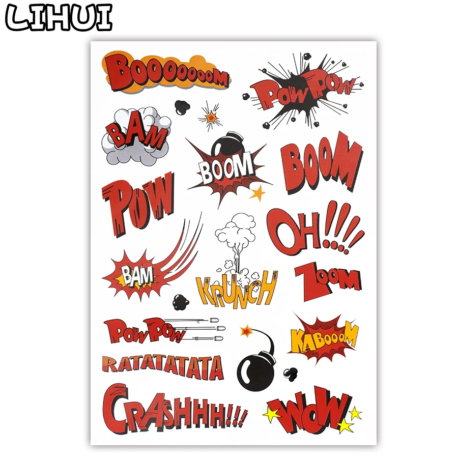 1 Pcs Pop Trendi Matte Stiker Bom Kata Kunci Teks Wow Grafiti