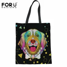 FORUDESIGNS золотой ретривер Льняная сумка 3D животное собака дизайн холщовая хозяйственная сумка для женщин и мужчин прочная пляжная тканевая сумка