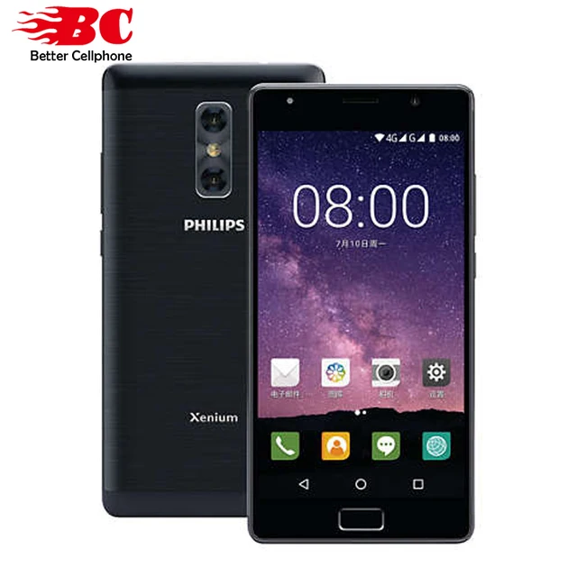 Cheap Original Philips X598 MTK Octa Core 1.5GHz Android 7.0 5.5 Inch 4000mAh battery 4GB RAM 64GB ROM dual camera Fingerprint phone 
