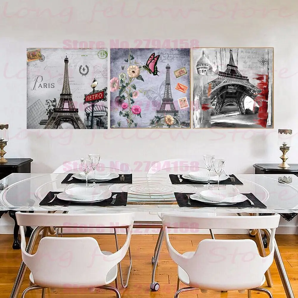 Retro Paris Tower Posters Giclee Print Vintage Home Decorative Nordic Pictures for Bathroom Bar Room Wall Decor Drop Shipping