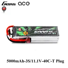 Gens ace 5000mAh 3S 11.1V 40C-80C Lipo Battery with T Plug for 1:10 Size Models Fixed Wings Quadaptor RC Hobbies Accessories