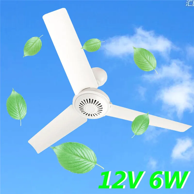 Белый пластик DC 12V 6W 3 листья бесщеточный преобразователь мотор батарея мини потолочный вентилятор