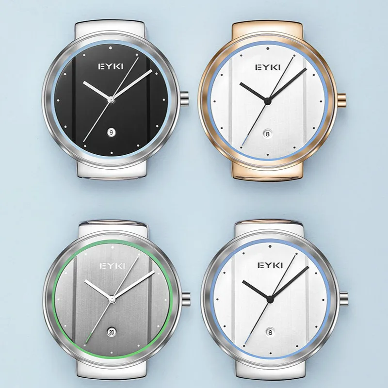 

EYKI Lover's Watches Women Ultra thin Cowhide Leather Quartz Watch Table Unisex Trendy Calendar Dress Clock Relogio Masculino