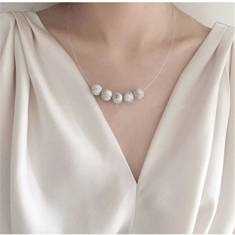 HOT!!! Wholesale 10pcs/lot Simple white stone beads necklace marble