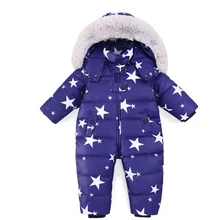 Russian Winter Baby Snowsuit Boy Girl Jumpsuit Kids 90% Duck Down Rompers Jacket for Girls Boys Coats Winter Park Infant Overal 2018 winter warm baby duck down rompers infant boy thick jumpsuit baby snow wear coats girl snowsuit newborn clothes