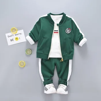 

3PCS WLG boys spring fall clothing set kids coat striped t shirt and pant set baby fashion clothes