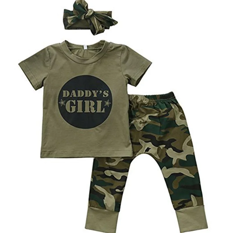 Infant Clothing Set 2pcs Baby Clothes Newborn Toddler Army Green Baby