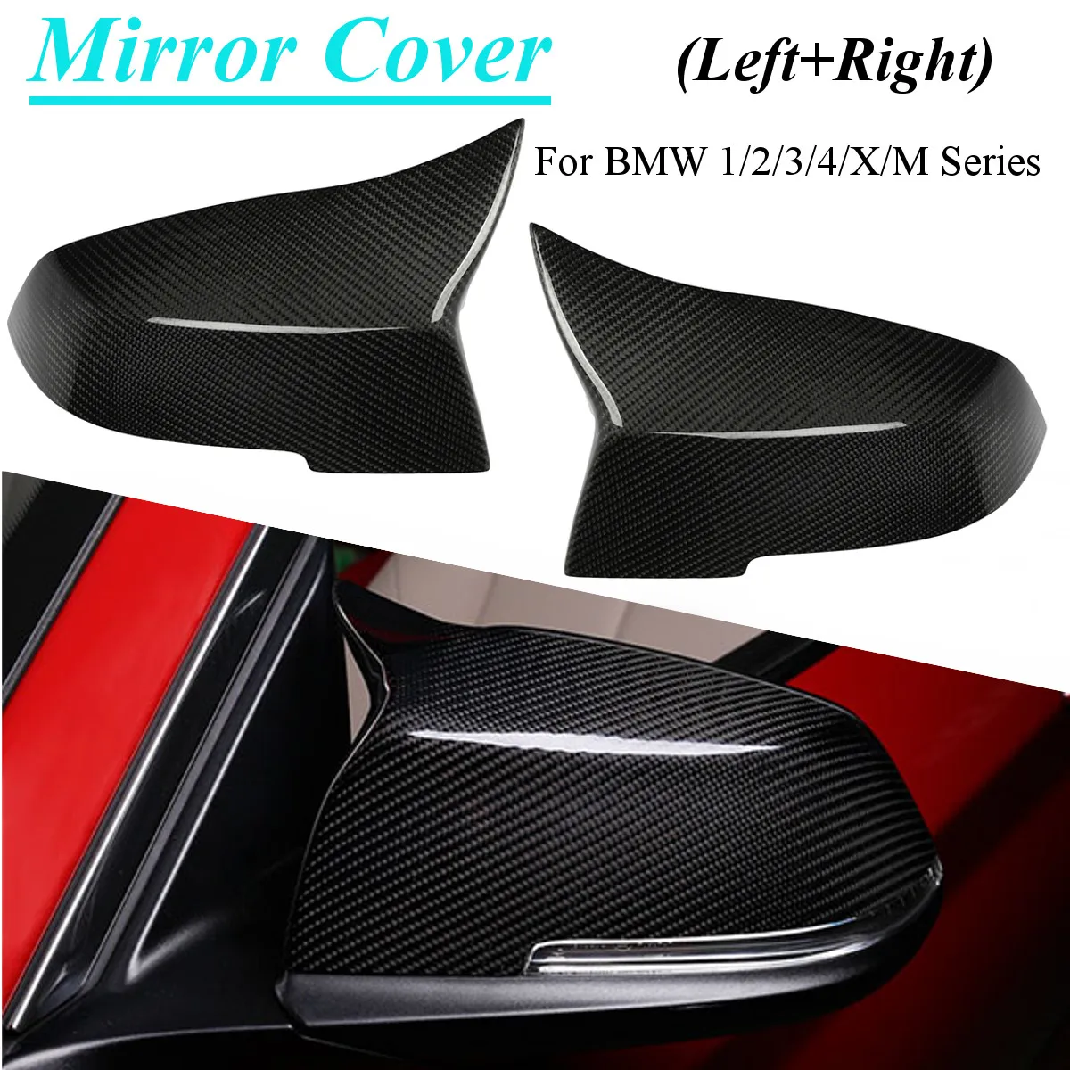 

2pcs Carbon Fiber Car Rearview Mirror Cover Side Wing Protector Replacement for BMW F20 F22 F23 F30 F31 F32 F33 F36 F87 M2 X1