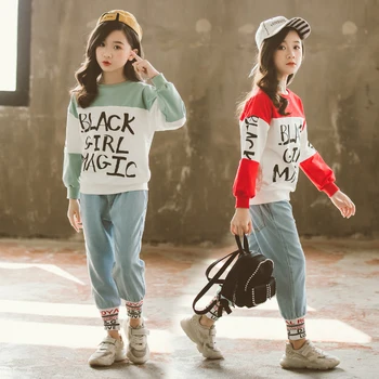 

Girls Clothes Children Clothing Sets Girls Fall Autumn Outfits Kid Toddler Boutique Fashion Sweater + Jeans 3 to 13 Years