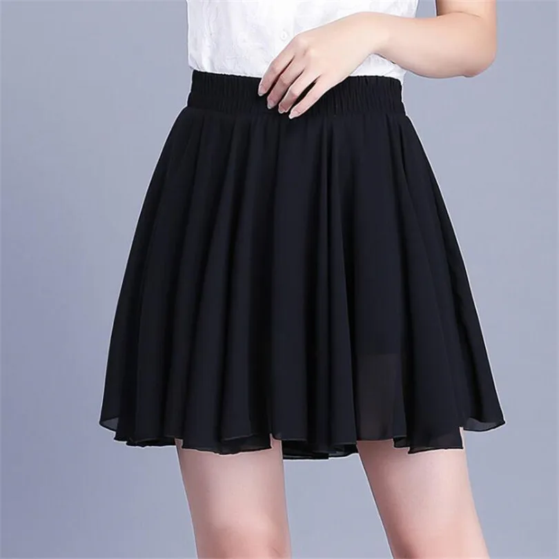 

CUHAKCI Chiffon Skirt Fashion Women Autumn Summer Casual Skirt Side Zipper Midi Long Ladies Female High Waist Pleated Skirts