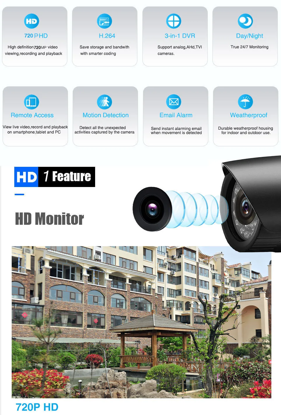 2CH 720P 1080P CCTV AHD камера система безопасности камера система видеонаблюдения комплект 2 шт AHD пуля наружная камера DVR Набор