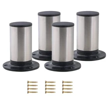 Нержавеющая сталь и пластик 100x85 мм круглые деревянные ножки для мебели с отвертки диван шкаф Плинтус набор из 4