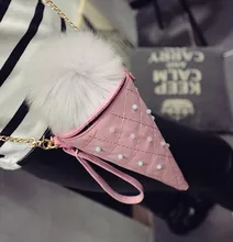 2016 Hot Sale Single New Female Pack Ice Cream Cone Of Ladle Oneshoulder Bag Small Oblique Cross Chain Mobile Phone Packages