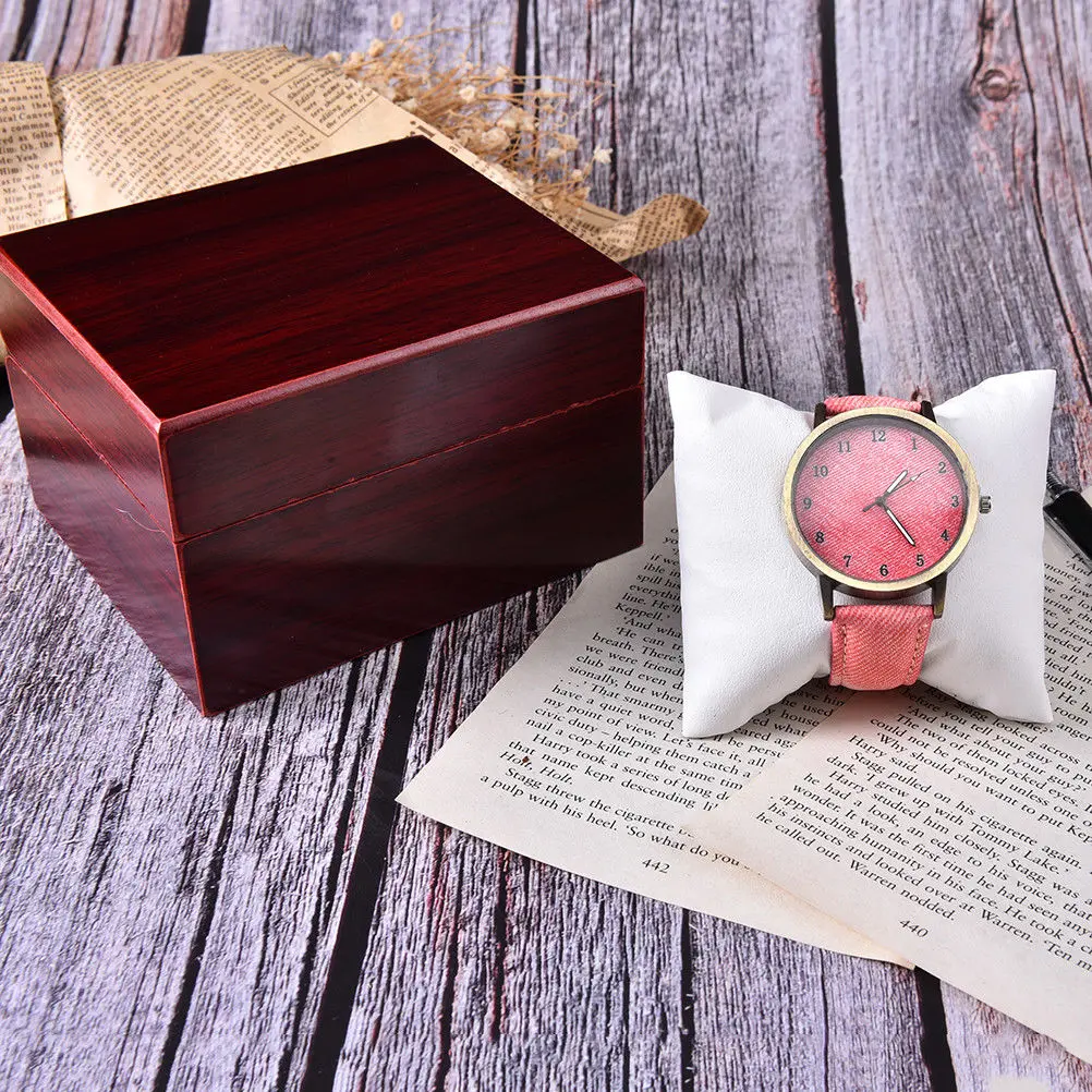 Модные роскошные деревянные часы шкатулки для хранения и переноски Подарочная коробка с подушкой - Цвет: as pic