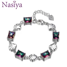 Дизайн Многоцветный драгоценный камень браслеты для женщин 925 серебряные ювелирные изделия роскошные женские браслеты вечерние Подарок на годовщину
