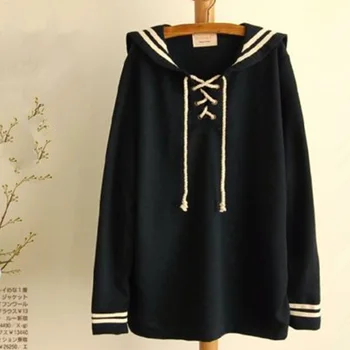 

Sailor Collar Uniform Sweet Lolita Women's Sweatshirt Mori Girl Japanese Kawaii Cute Hoodies Women Pullovers