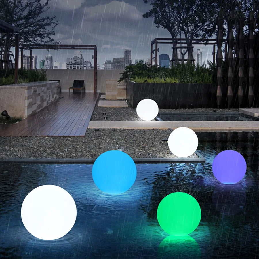 Bola de Controle à Prova Dwaterproof Led ao ar Água Livre Remoto Paisagem Luz Festa Casamento Jardim Gramado Lâmpadas Casa Piscina Flutuante Rgb 3 Iluminação de paisagem externa