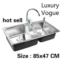 Стандартная индивидуальность кухонная раковина пищевой 304 Нержавеющая сталь двойной корыто Горячая 85x47 см