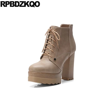 

fetish booties chunky sexy high heel exotic dancer waterproof women ankle boots 2018 round toe vintage 10 shoes extreme big size