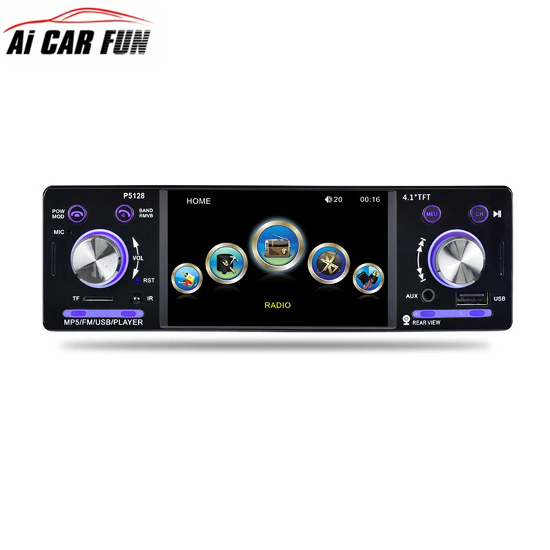 

4.1 Inch 1 Din HD Car Stereo Radio Bluetooth MP3 MP5 Player Support USB / FM / TF / AUX with Steering Wheel Remote Control