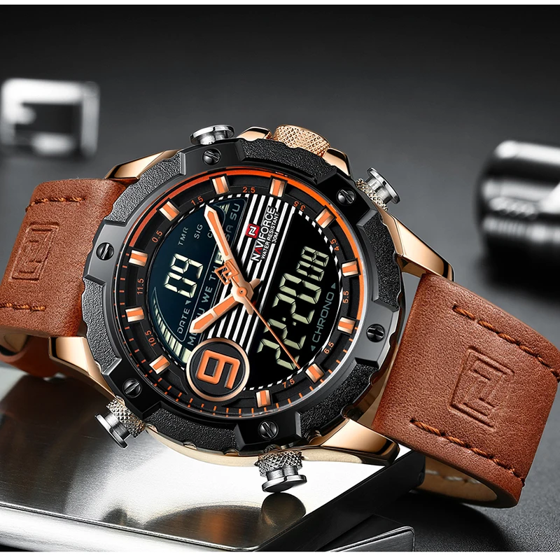 Топ люксовый бренд NAVIFORCE мужские спортивные часы кварцевые цифровые модные