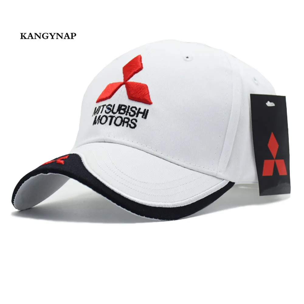 [KAGYNAP] Mitsubishi MOTO GP Дальнобойщик кепки 3 d вышивка мотоцикл Snapback Головные уборы для мужчин и женщин бейсболки casquette - Цвет: white