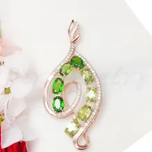 Натуральное ожерелье из перидота кулон 0.5ct* 8 шт драгоценный камень Серебро 925 пробы для мужчин или женщин ювелирные украшения# T1922509