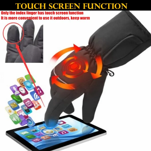 Smart Electric Heating Gloves,AA Rechargeable Battery 5 Finger&Hand Back Self Heated Windproof Waterproof Touch Screen Ski Glove
