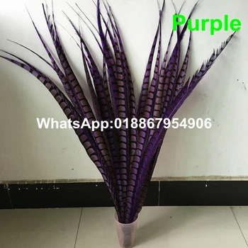

Free shipping 50pcs 30-35inch 80-90cm Light Purple Pheasant Tail Feather Plume , Copper chicken side tail