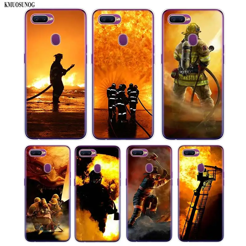 

Transparent Soft Silicone Phone Case Firefighter Heroes Printing for OPPO F5 F7 A5 Realme 2 A7 R9S R15 R17 Cover