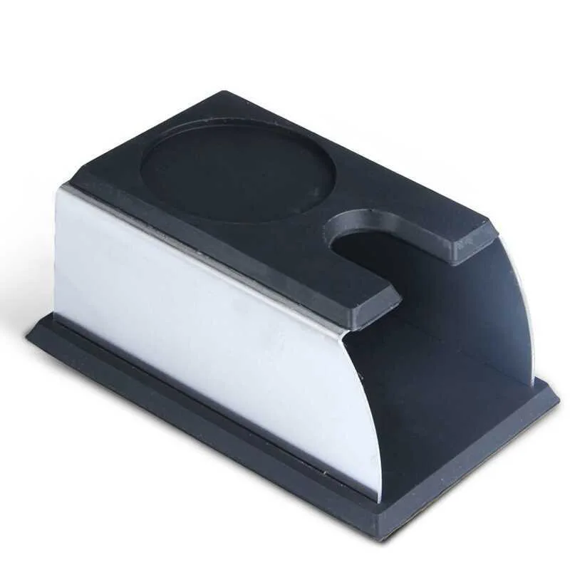 Практичная кофейная стойка для трамбовки из нержавеющей стали, силиконовый держатель для трамбовки, подставка для основы, Прочный инструмент для кофемашины - Цвет: Black