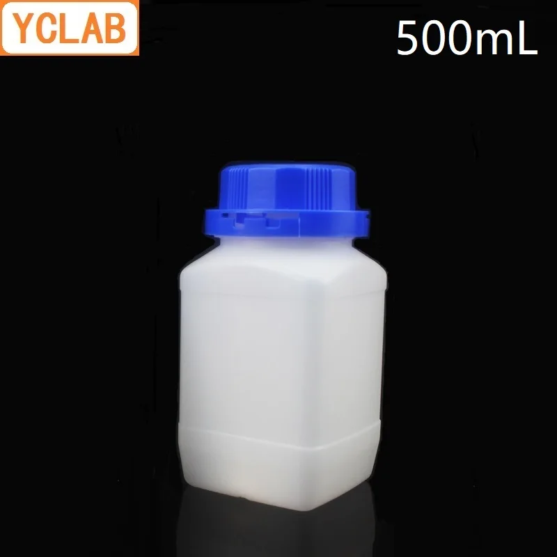 YCLAB 500 мл Квадратная бутылка для проб HDPE пластиковая с синей крышкой