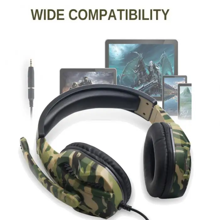 HOT Game Headset Camouflage PC Computer Gamer Headset with Microphone for Laptop Cellphone BUS66
