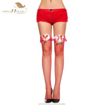 

SISHION Red Christmas Stockings with Bells Sexy Stocking For Women Over Knee Thigh High Sexy Fishnet Stockings Lingerie VS0013