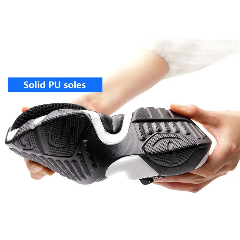 Best JUNSRM Men Steel Nose Safety Work Shoes grid Lightweight Breathable Reflective Casual Sneaker Prevent piercing Protective boots