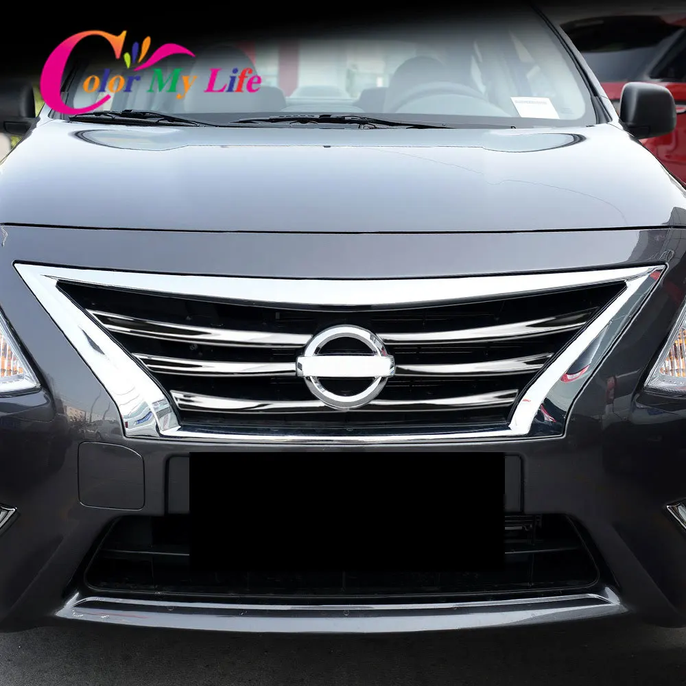 Отделка передней решетки автомобиля для Nissan Sunny 2014 2018 6 шт. хромированная крышка