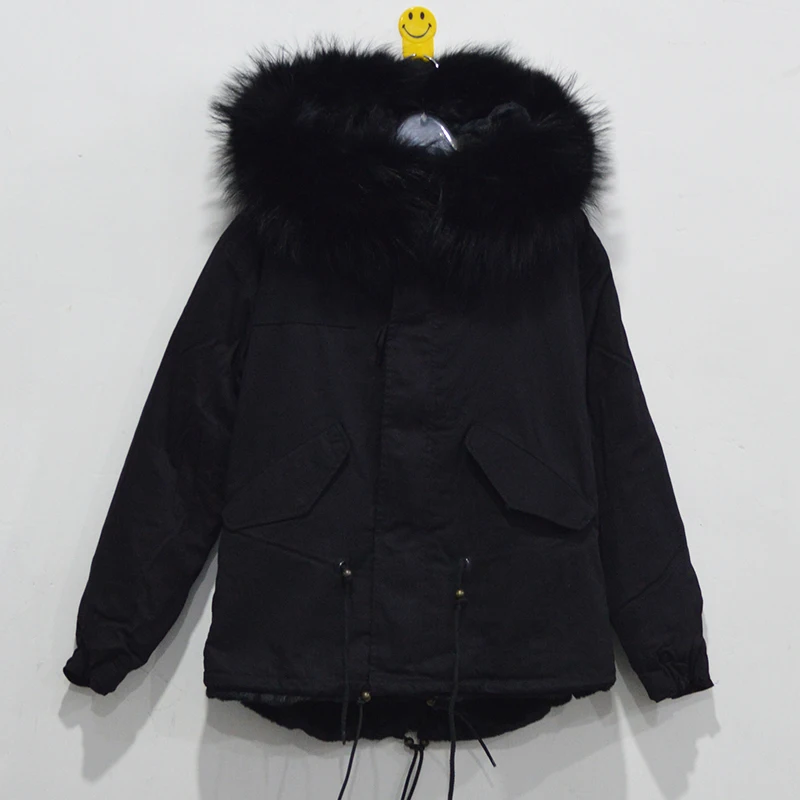 Best Offers Brand MeiFng black winter women faux fur jacket with big real raccoon fur hood